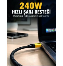 240W 3'ü 1 Arada Hızlı Şarj Kablosu USB Type-C Lightning Micro USB