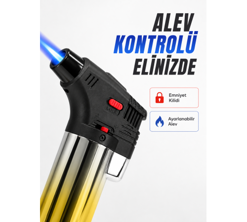 Çok Amaçlı Jet Alev Çakmak Kamp Mutfak ve Puro Kullanımına Uygun