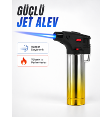 Metal Gövdeli Pürmüz Çakmak Ayarlanabilir Alevli Rüzgar Dayanıklı Tasarım
