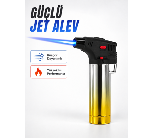 Metal Gövdeli Pürmüz Çakmak Ayarlanabilir Alevli Rüzgar Dayanıklı Tasarım