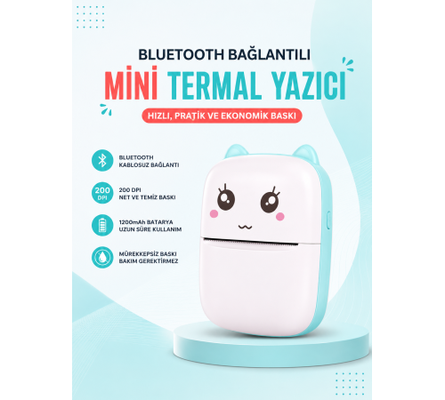 Mürekkepsiz Baskı Teknolojili Bluetooth Cep Yazıcısı
