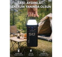 50.000 mAh Powerbank Hızlı Şarj 4 Dahili Kablolu Dijital Göstergeli LED Aydınlatmalı Taşınabilir Şarj Cihazı