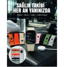 7'li Kordon Setli Akıllı Saat Bluetooth Görüşme Bildirim Destekli Çok Fonksiyonlu Smart Watch