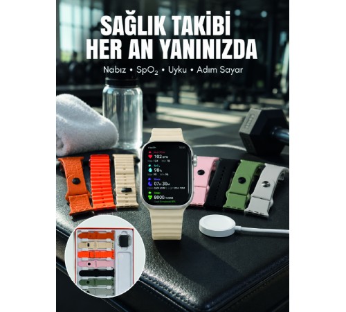7'li Kordon Setli Akıllı Saat Bluetooth Görüşme Bildirim Destekli Çok Fonksiyonlu Smart Watch