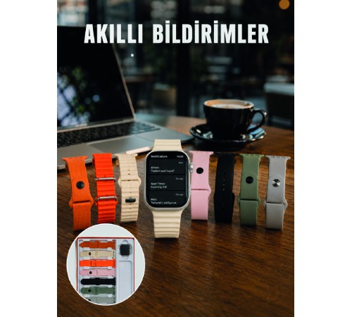 Dokunmatik Akıllı Saat Bluetooth Arama Sağlık Takipli 7 Değiştirilebilir Kordonlu Saat
