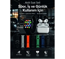Akıllı Saat, Bluetooth Kulaklık ve 7 Farklı Kordon Tek Kutuda Günlük Kullanım ve Spor İçin