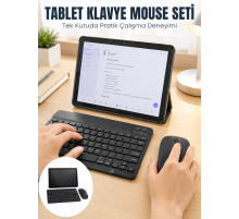 SIM Kartlı Android Tablet Bluetooth Klavye Kablosuz Mouse Geniş Ekran ve Taşınabilir Kullanım Seti