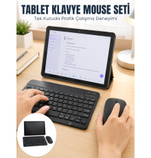 SIM Kartlı Android Tablet Bluetooth Klavye Kablosuz Mouse Geniş Ekran ve Taşınabilir Kullanım Seti