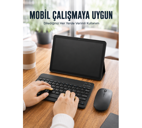 Bluetooth Klavyeli Android Tablet Seti SIM Kart Destekli Kablosuz Mouse ve Mobil Çalışma Deneyimi