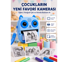 Anında Baskılı Çocuk Fotoğraf Makinesi Termal Yazıcılı Selfie Kamerası