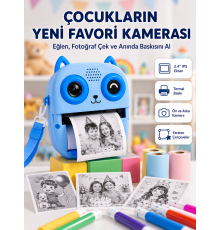 Anında Baskılı Çocuk Fotoğraf Makinesi Termal Yazıcılı Selfie Kamerası