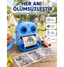 Çocuklar İçin Termal Baskılı Dijital Fotoğraf Makinesi Ön ve Arka Kameralı