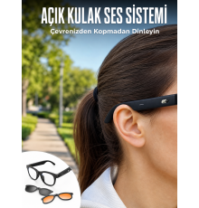 Yapay Zekâ Destekli Akıllı Bluetooth Gözlük Açık Kulak Ses Sistemi Günlük Kullanıma Uygun Hafif Tasarım