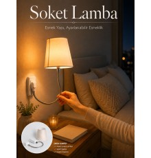 Soket Lamba Yatak Başı Işığı Ayarlanabilir Boyunlu
