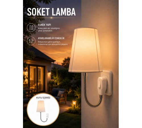 Ayarlanabilir Soket Lamba Gece Okuma Işığı