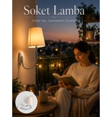 Priz Lambası Esnek Kollu Yatak Başı Aydınlatma