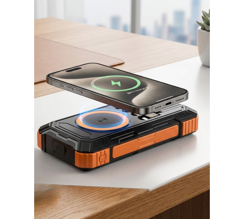 Güneş Enerjili Powerbank 20000 mAh Kablosuz ve Hızlı Şarj Destekli Taşınabilir Şarj Cihazı
