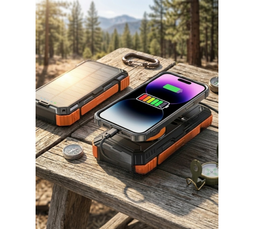 20000 mAh Solar Powerbank Kablosuz Şarj Özellikli Kamp ve Seyahat İçin Taşınabilir Güç Kaynağı