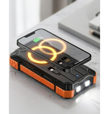 Solar Destekli Powerbank 20000 mAh Yüksek Kapasiteli Kablosuz Şarjlı Taşınabilir Batarya