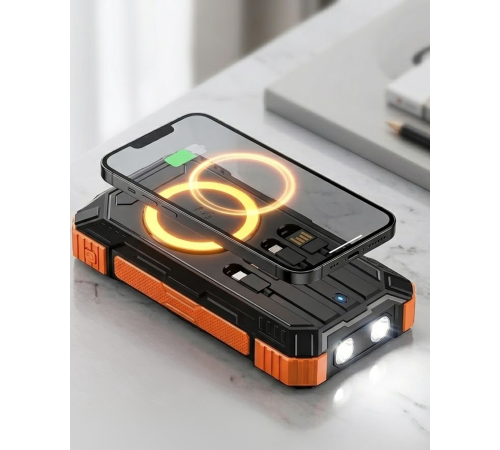 Solar Destekli Powerbank 20000 mAh Yüksek Kapasiteli Kablosuz Şarjlı Taşınabilir Batarya