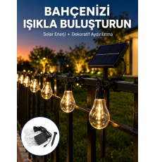 Solar LED Ampul Işık Dış Mekan Bahçe Pergola Balkon Dekoratif Aydınlatma