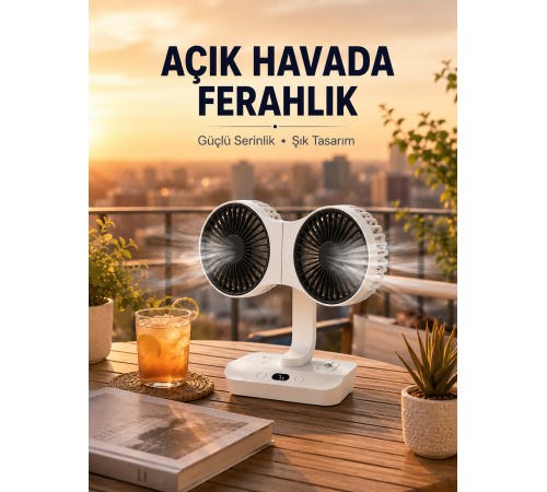Çift Başlıklı Masa ve Duvara Monte Edilebilir Vantilatör