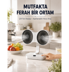 Ayarlanabilir Çift Fan Başlıklı Şarjlı Masa Vantilatörü