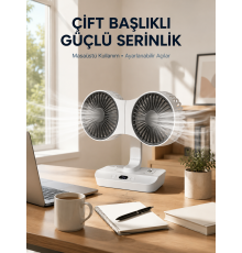 Duvara Monte Edilebilen Çift Başlıklı Sessiz Masa Fanı