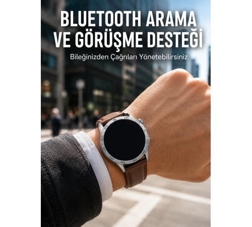 Metal, Deri ve Silikon Kordonlu Çok Fonksiyonlu Akıllı Saat