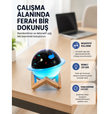 Gece lambası özellikli taşınabilir nemlendirici ve aromaterapi cihazı USB girişli