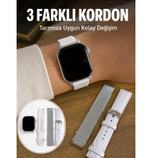 Bluetooth Görüşmeli Dokunmatik Akıllı Saat 3 Farklı Kordon Seçeneği