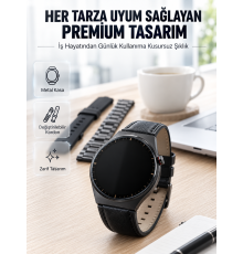 3 Kordonlu AMOLED Ekran Bluetooth Aramalı Akıllı Saat Metal, Deri ve Silikon Kordon Seti