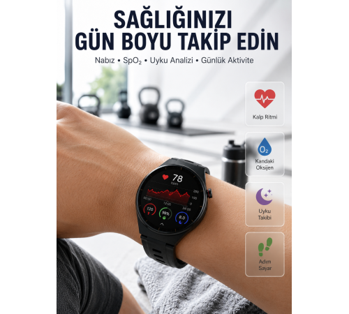 Bluetooth Konuşma Özellikli Akıllı Saat AMOLED Ekran, Sağlık Takibi ve 3 Farklı Kordon