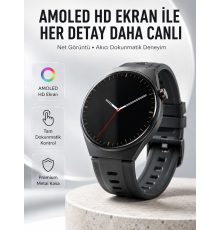Yuvarlak Akıllı Saat Nabız Ölçer, SpO₂, Spor Modları ve Değiştirilebilir Kordon