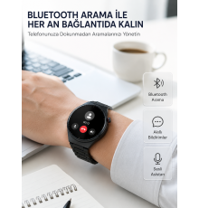 Akıllı Saat Android ve iOS Uyumlu Bluetooth Arama, AMOLED HD Ekran ve 3'lü Kordon Seti