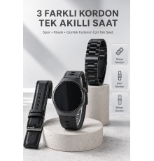 Yeni Nesil Akıllı Saat Bluetooth Görüşme, Sağlık Takibi, AMOLED Ekran ve 3 Kordon Seti