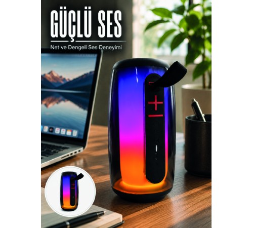 RGB Işıklı Bluetooth Hoparlör Güçlü Ses Type-C Şarjlı Taşınabilir Kablosuz Speaker