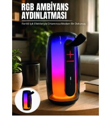 Bluetooth 5.3 RGB LED Işıklı Taşınabilir Hoparlör USB TF Kart AUX Destekli