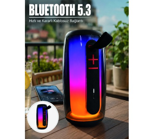 RGB LED Taşınabilir Bluetooth Speaker Güçlü Bas Ses Type-C Şarj Girişli