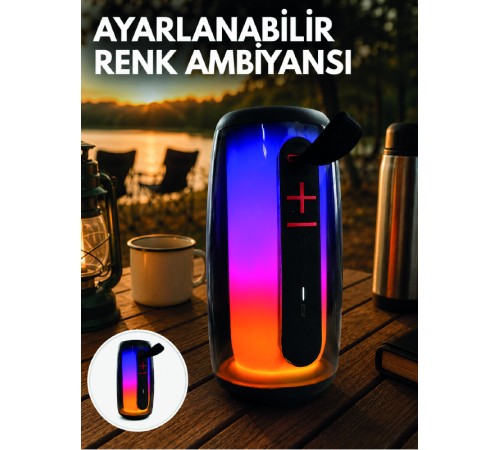 RGB Aydınlatmalı Kablosuz Bluetooth Hoparlör USB Bellek TF Kart Destekli