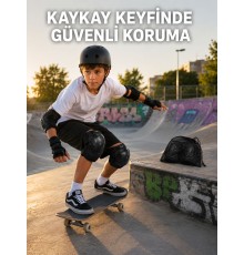Çocuk Koruyucu Dizlik Dirseklik ve El Bilek Koruyucu Seti 2 Adet Siyah