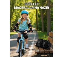 2'li Çocuk Koruyucu Spor Seti Siyah Dizlik Dirseklik El Bilek Koruyucu