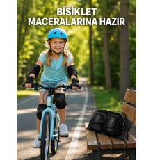 2'li Çocuk Koruyucu Spor Seti Siyah Dizlik Dirseklik El Bilek Koruyucu