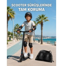 Çocuk Kaykay Paten Scooter Bisiklet Koruyucu Dizlik Seti 2 Adet Siyah