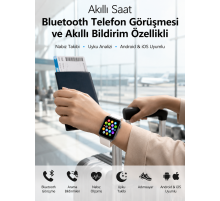 Dokunmatik Ekranı, Bluetooth Görüşme Desteği ve Akıllı Bildirim Özellikleriyle Teknolojiyi Bileğinize Taşıyan Akıllı Saat