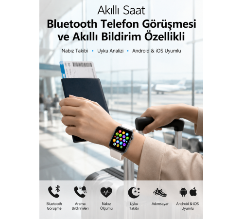 Dokunmatik Ekranı, Bluetooth Görüşme Desteği ve Akıllı Bildirim Özellikleriyle Teknolojiyi Bileğinize Taşıyan Akıllı Saat