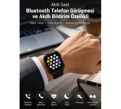 Dokunmatik Ekran, Bluetooth Görüşme, Akıllı Bildirim ve Günlük Aktivite Takibi
