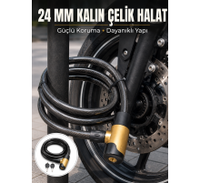 Güçlü Çelik Halat Yapısıyla Motosiklet, Bisiklet ve Scooter İçin Güvenli Kilit