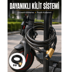 200 cm Uzun Çelik Kablo Kilidi Dayanıklı Anahtarlı Motor ve Bisiklet Kilidi