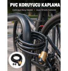 Kalın PVC Kaplamalı Çelik Halat Kilidi Pratik ve Güvenli Günlük Kullanım
